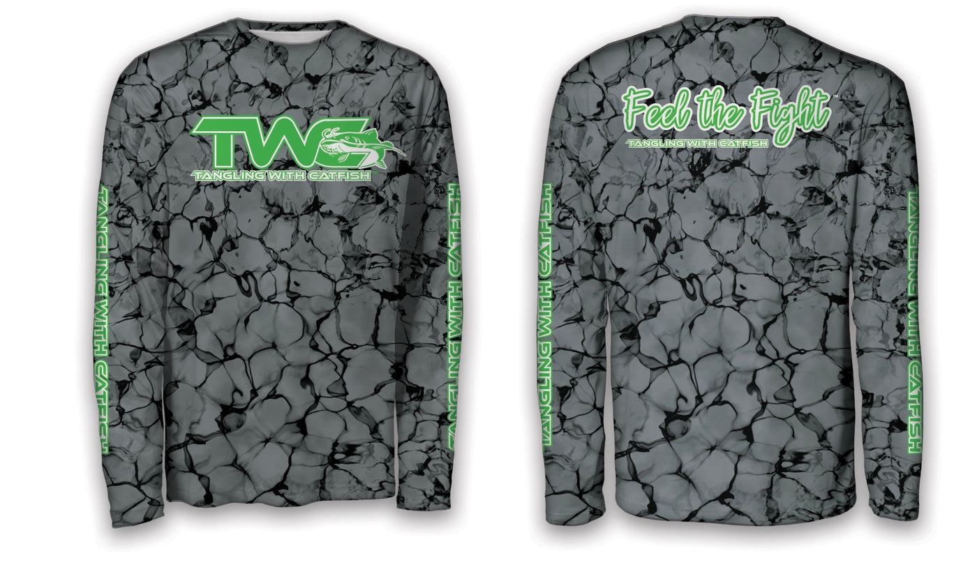 "TWC/Feel the Fight" Performance Long Sleeve Charcoal/Green/White