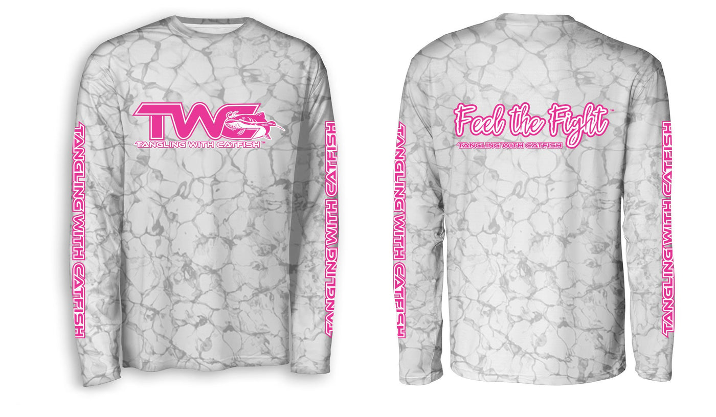 "TWC/Feel the Fight" Performance Long Sleeve Gray/White/Pink